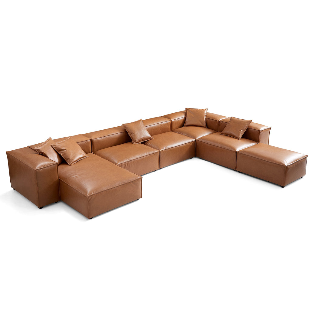 Benthe Modular Tan Open-End Sectional Sofa