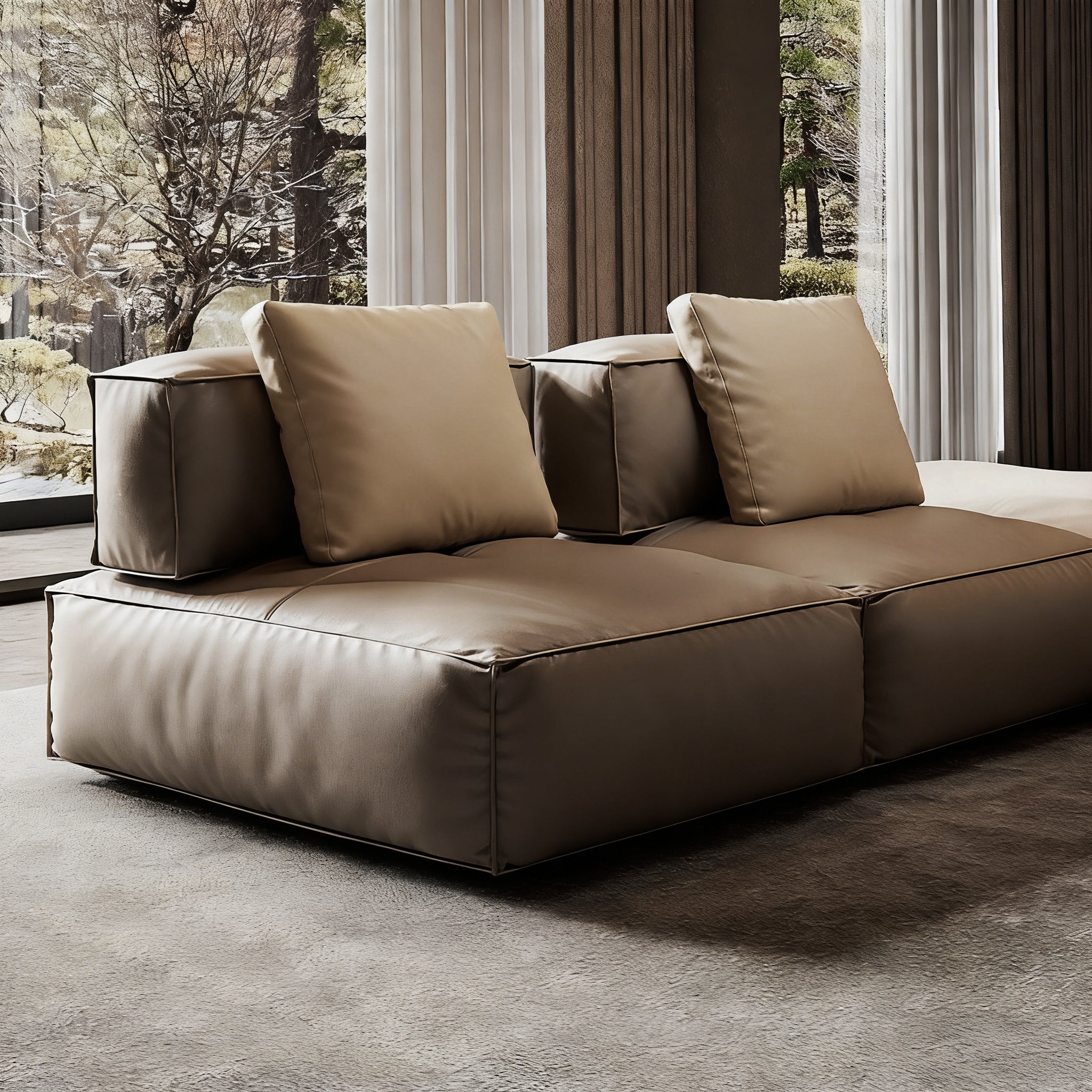 Sugar Cube Leather Sectional