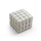 Monarch Leather Tufted Cube Pouf