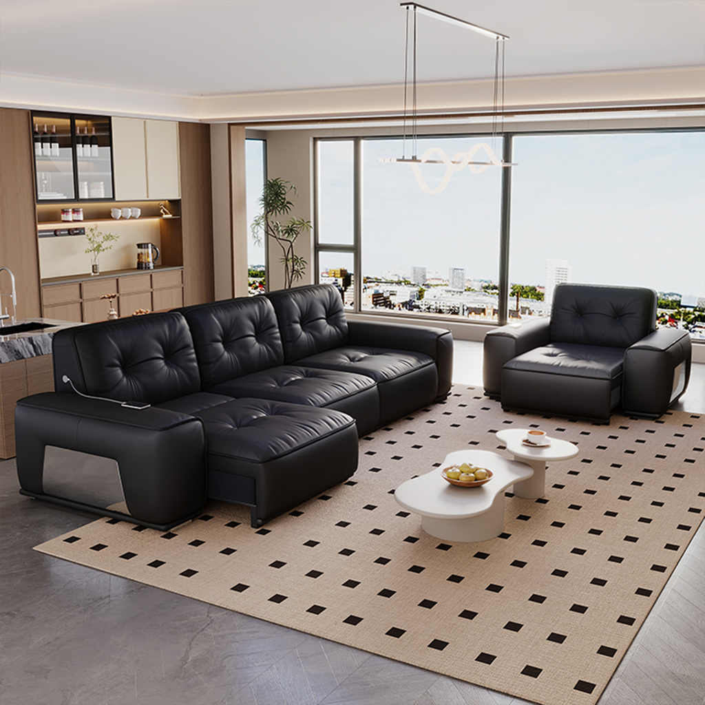 Onyx Leather Electric Recliner Sofa Bed