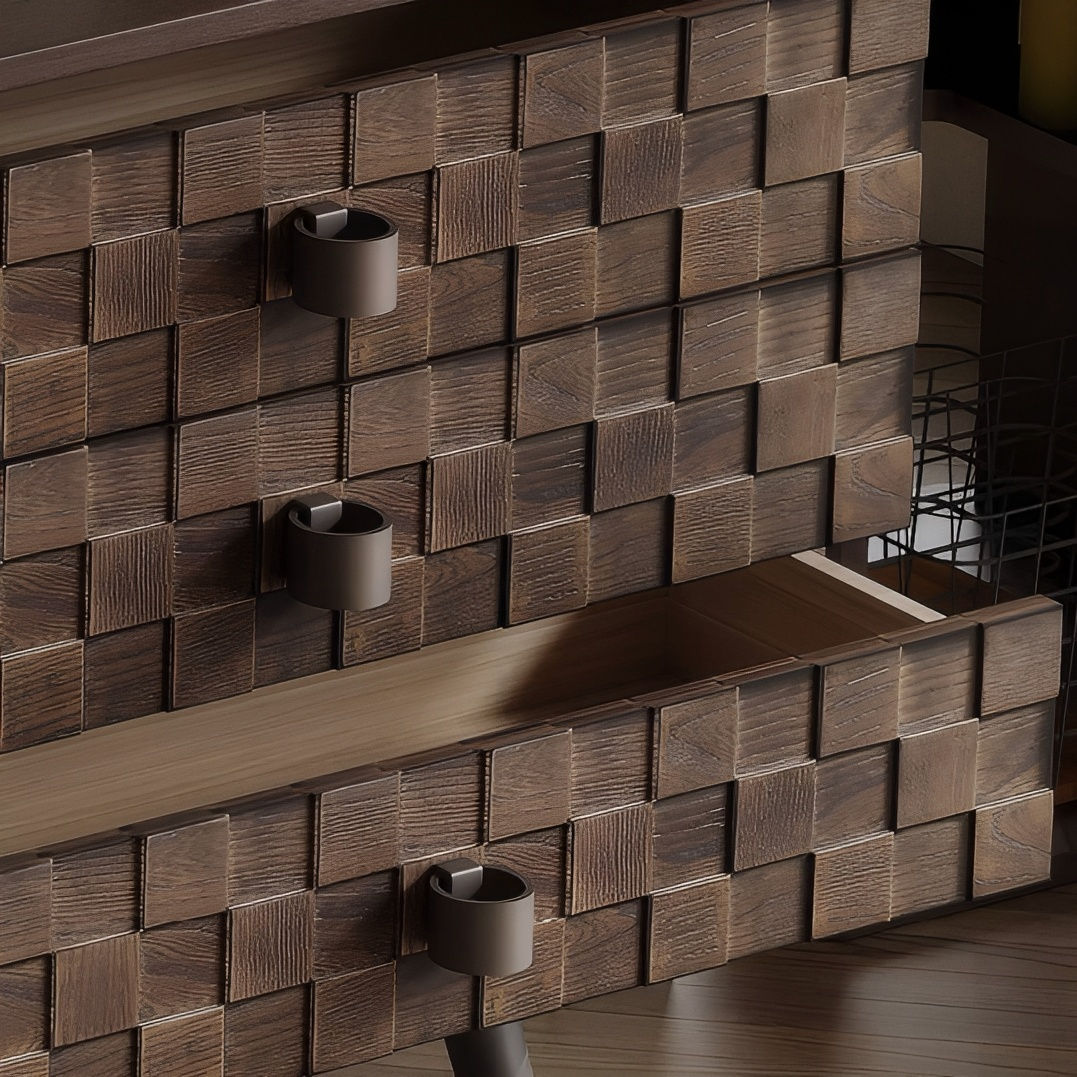 Arden Dark Walnut Woven Sideboard Cabinet