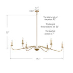 Lustre minimaliste à 6 lumières de 64 pouces, noir mat, or et chrome - N/A
