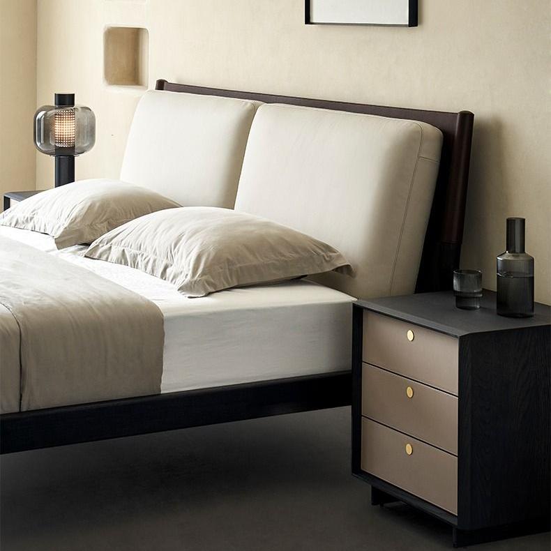 Truffle Cream Leather Bed