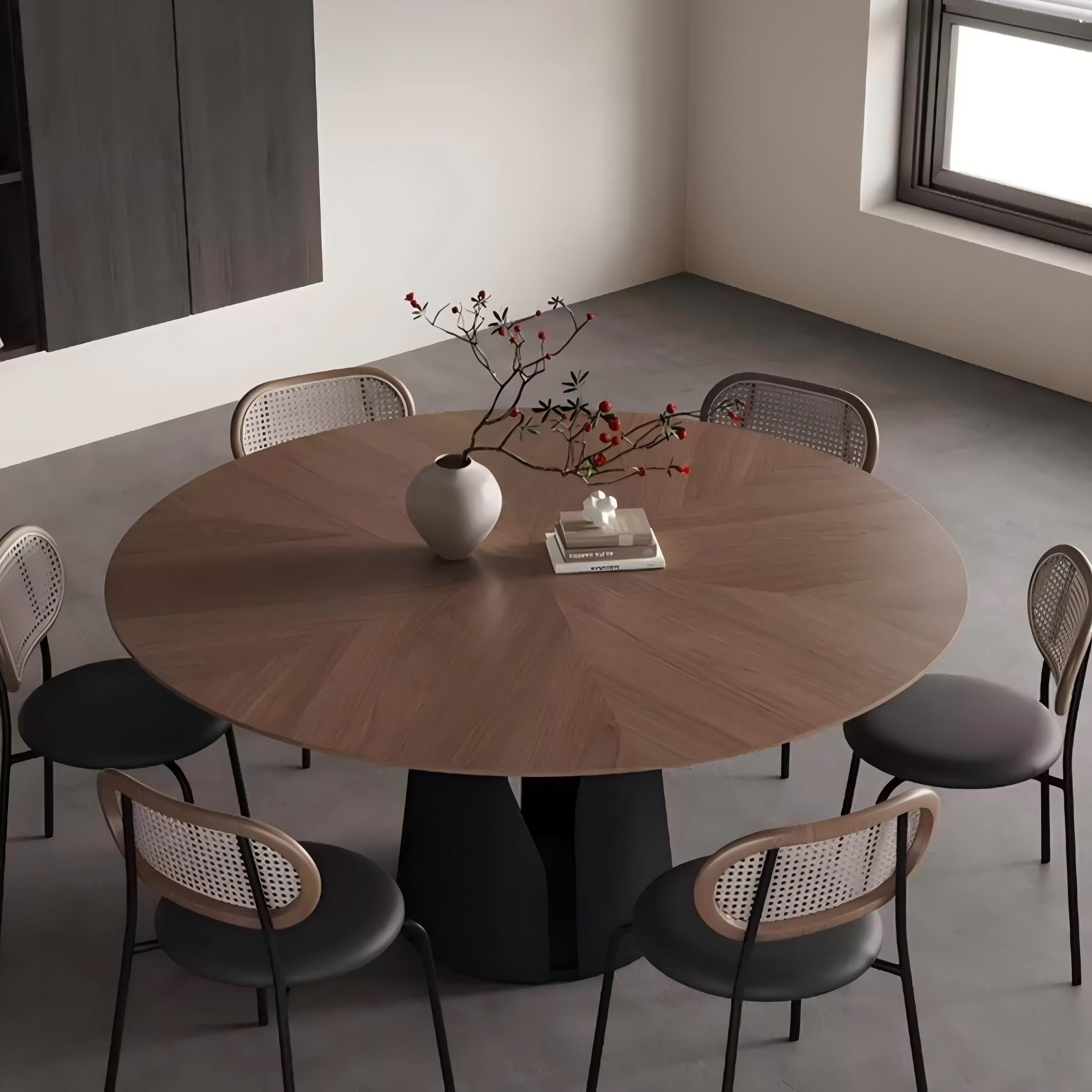 Lunaro Wood & Steel Round Dining Table