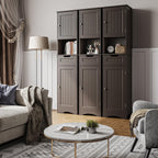 Armoire à linge étroite de salle de bain de 67 po de hauteur, meuble de rangement autoportant en bois massif à 5 niveaux