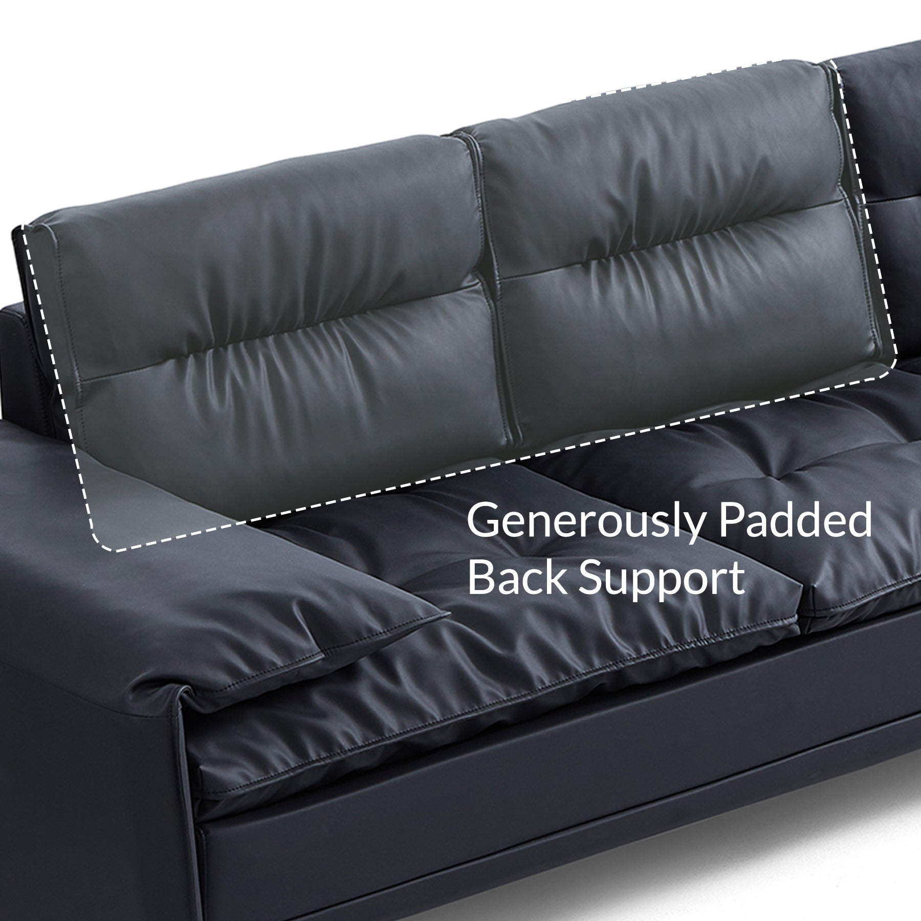 Lewis Adjustable Backrest Ultra-Wide Leather Sofa