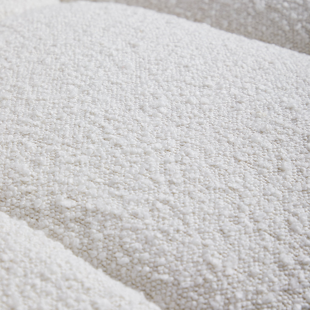 Cushy White Boucle Fabric Tufted Sofa