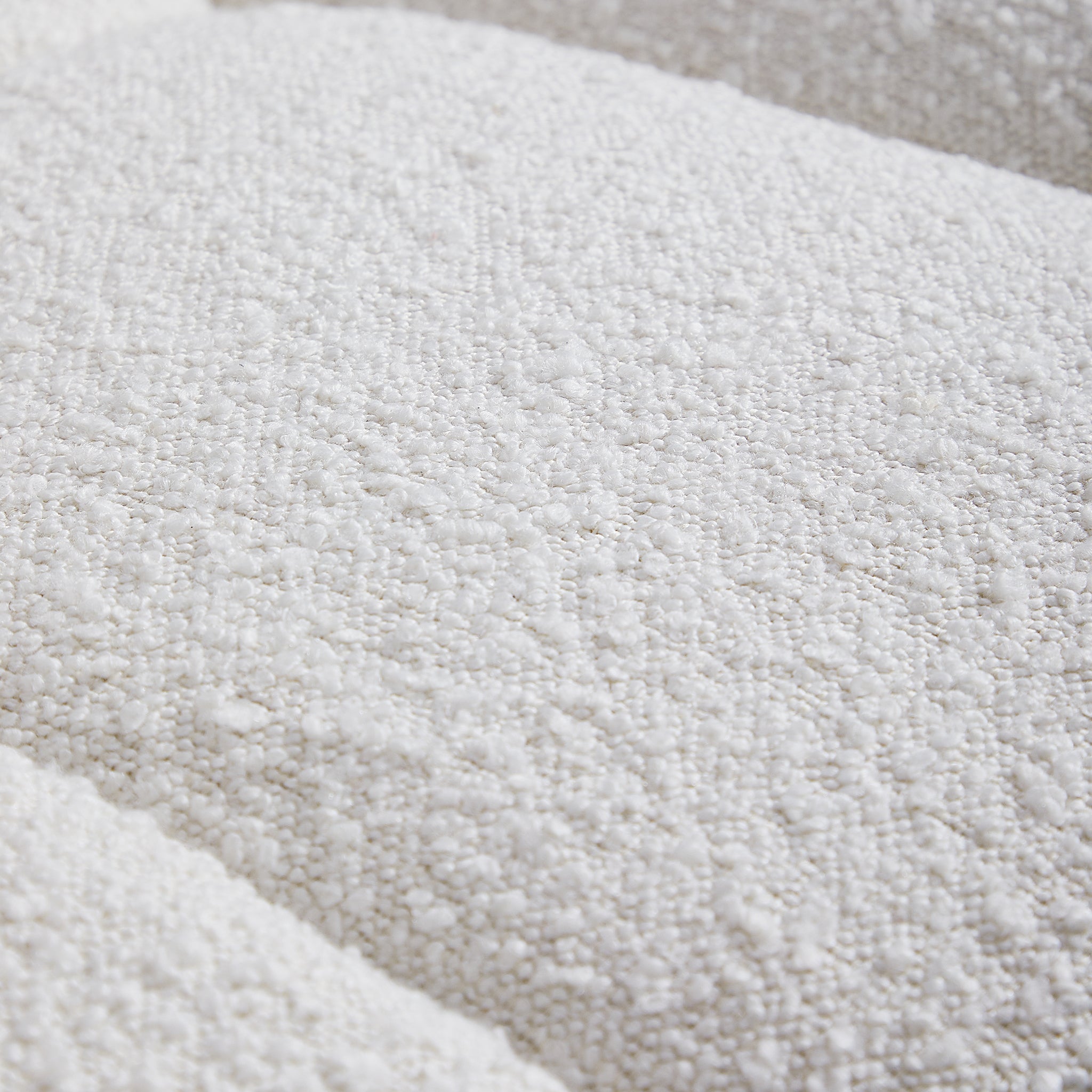 Cushy White Boucle Fabric Tufted Sofa