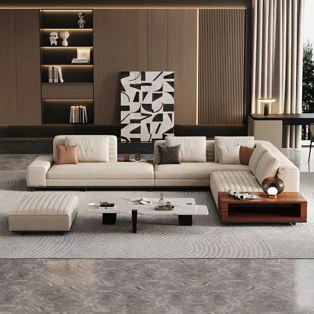 Brandy Channel Tufting Sectional with Coffee Table