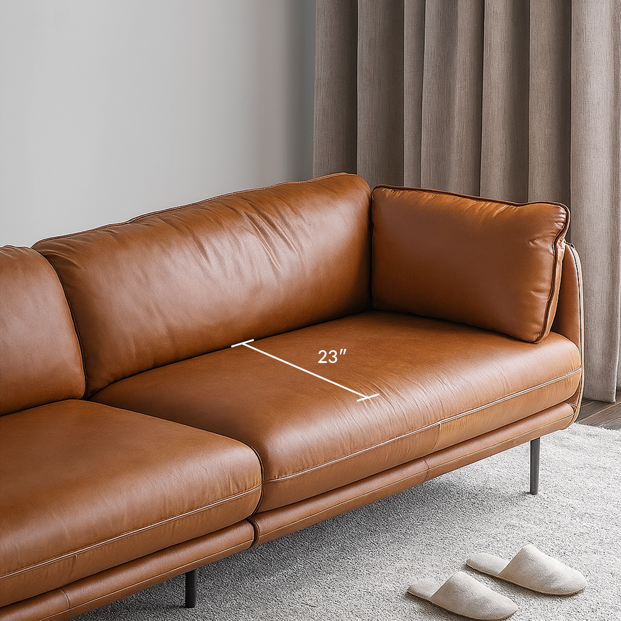 Vanilla Brown Leather U-Shaped Sectional