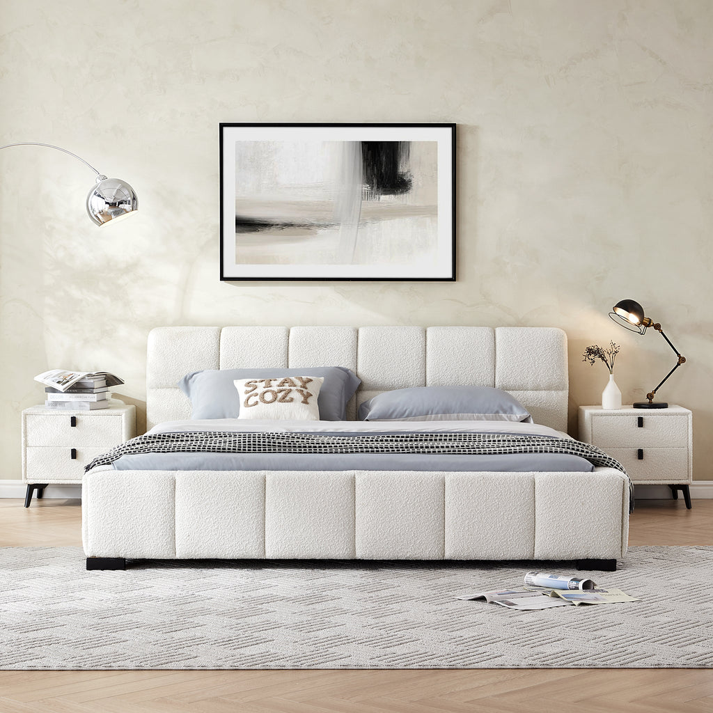 Cushy Boucle Fabric Bed