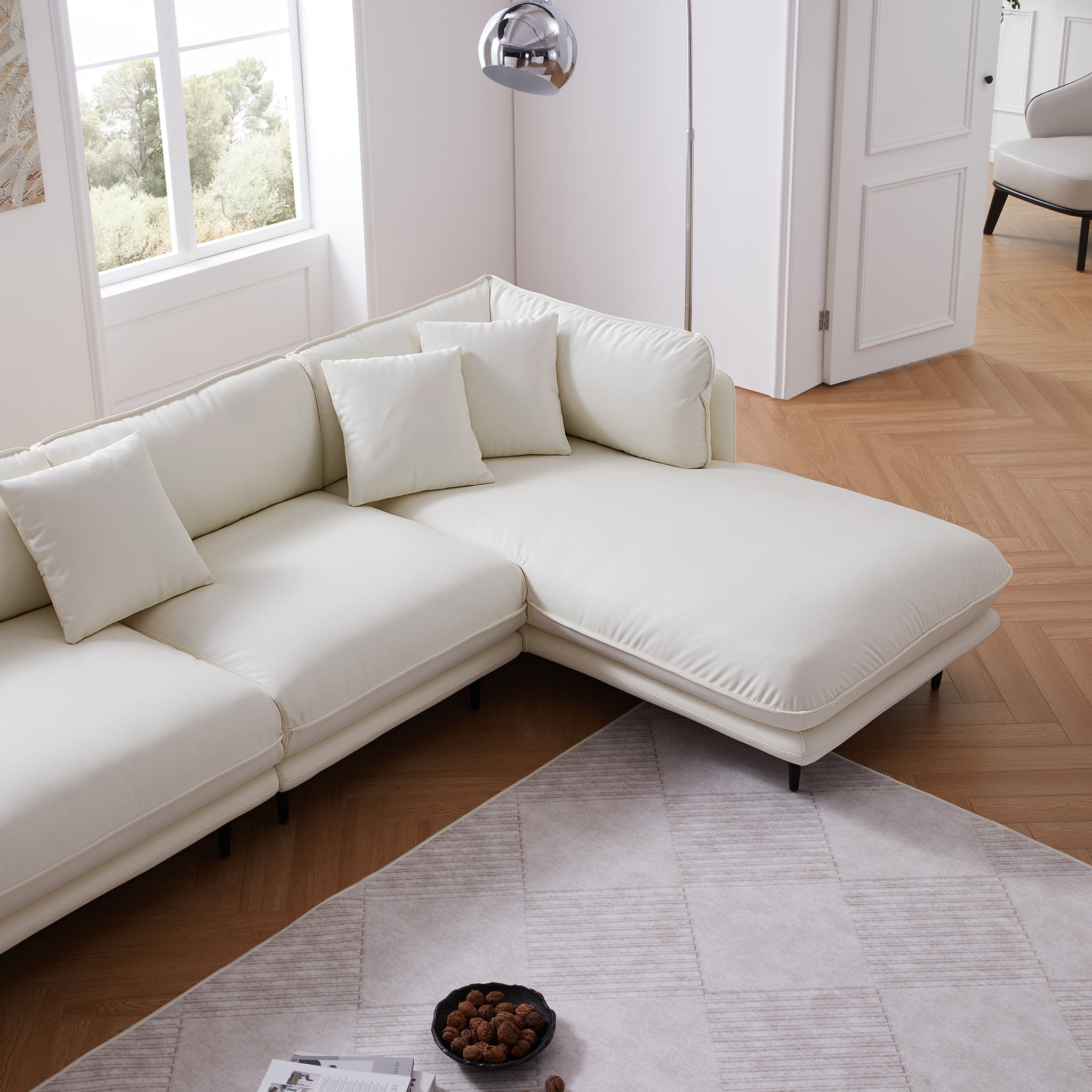 Vanilla Brown Leather Sectional