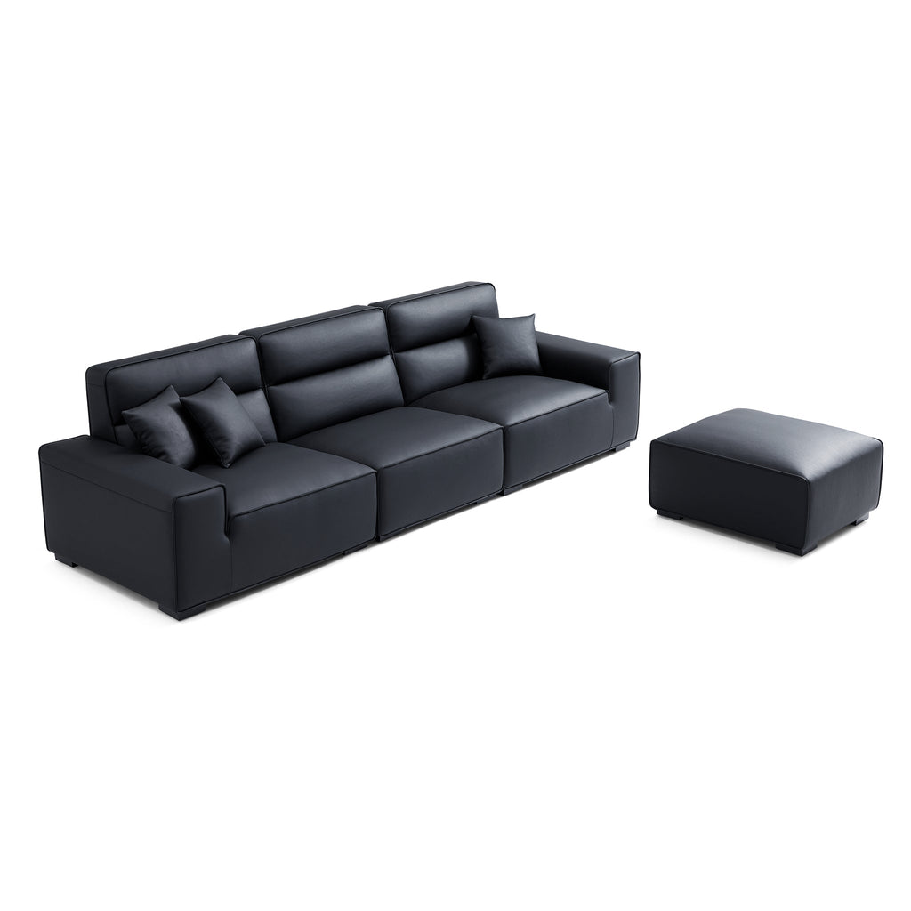 Domus High-Back Modular Leather Sofa and Ottoman