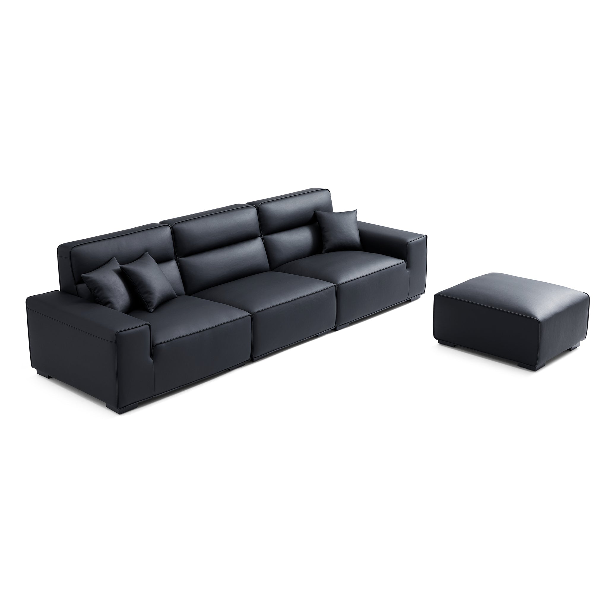 Domus High-Back Modular Leather Sofa and Ottoman