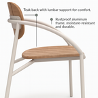 Chloe Outdoor 4-Person Patio Dining Set with Round Teak-Top Table