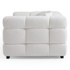 Cushy White Boucle Fabric Tufted Sofa