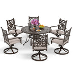 Ensemble de salle à manger/salle à manger de patio en aluminium moulé MAISON ARTS avec table à manger ronde et 6 chaises de patio en aluminium moulé