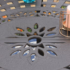 Ensemble de salle à manger/salle à manger de patio en aluminium moulé MAISON ARTS avec table à manger ronde et 6 chaises de patio en aluminium moulé