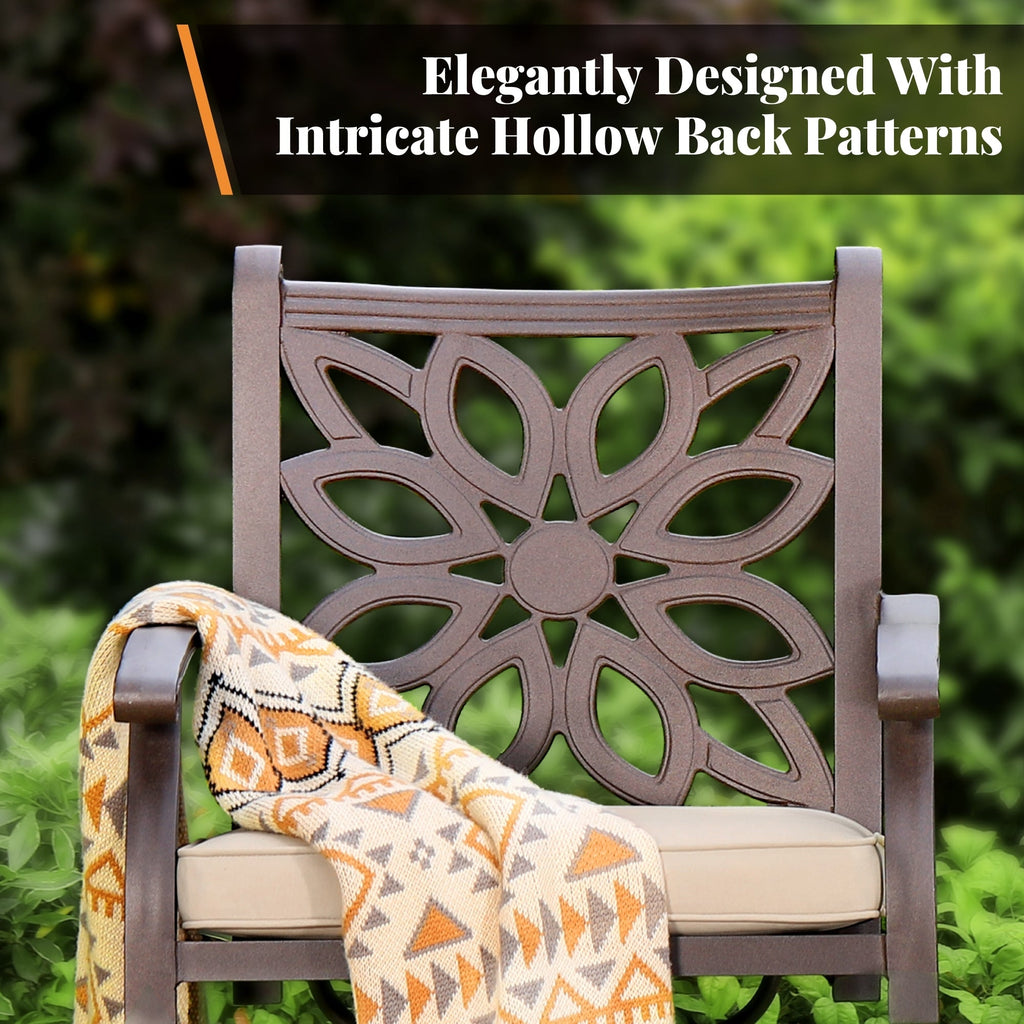 Ensemble de salle à manger/salle à manger de patio en aluminium moulé MAISON ARTS avec table à manger ronde et 6 chaises de patio en aluminium moulé