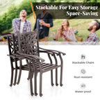 Ensemble de salle à manger/salle à manger de patio en aluminium moulé MAISON ARTS avec table à manger ronde et 6 chaises de patio en aluminium moulé