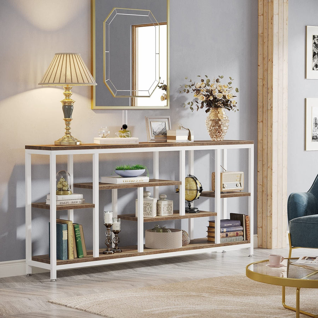 Console de canapé de 70,9 pouces avec rangement, table d'entrée à 3 niveaux pour couloir