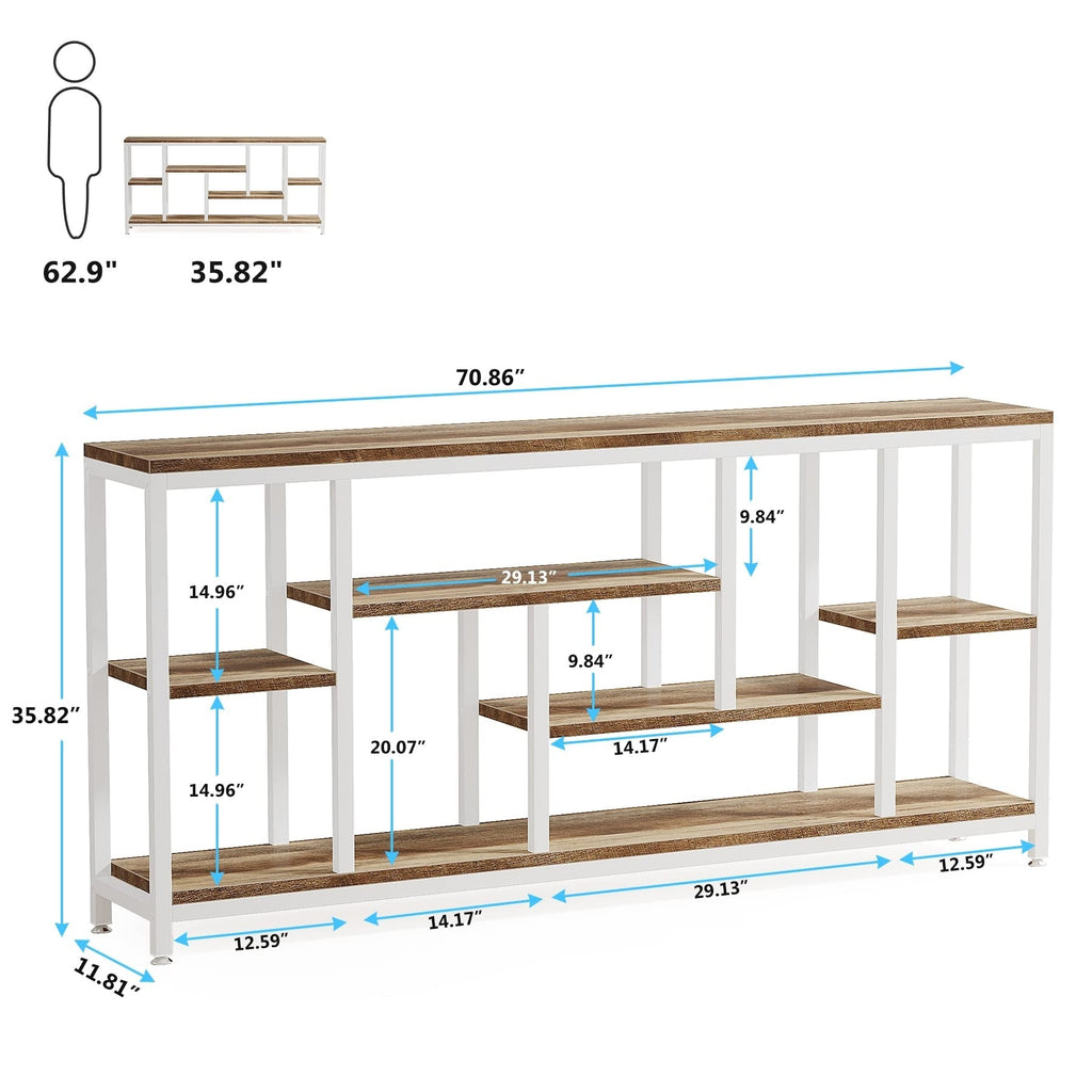 Console de canapé de 70,9 pouces avec rangement, table d'entrée à 3 niveaux pour couloir