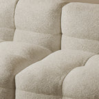 Cushy White Boucle Fabric Tufted Sofa