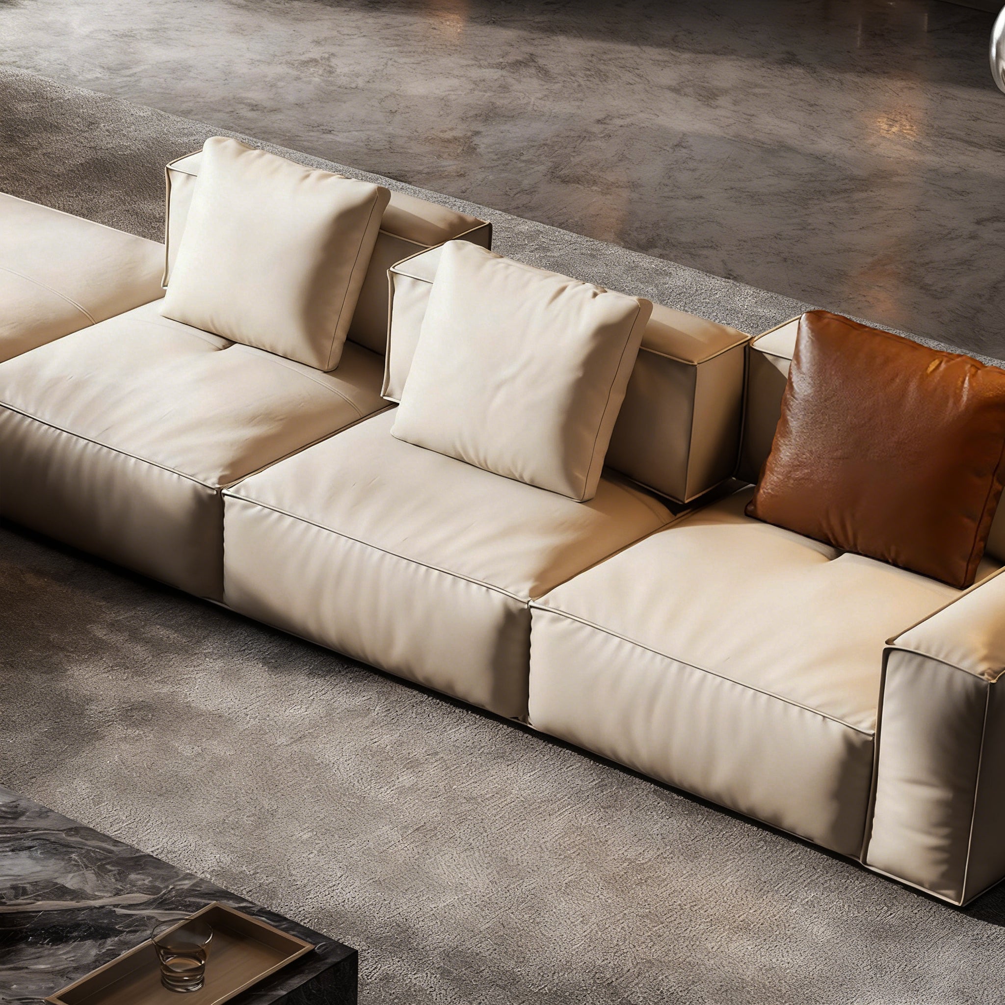 Sugar Cube Leather Sectional
