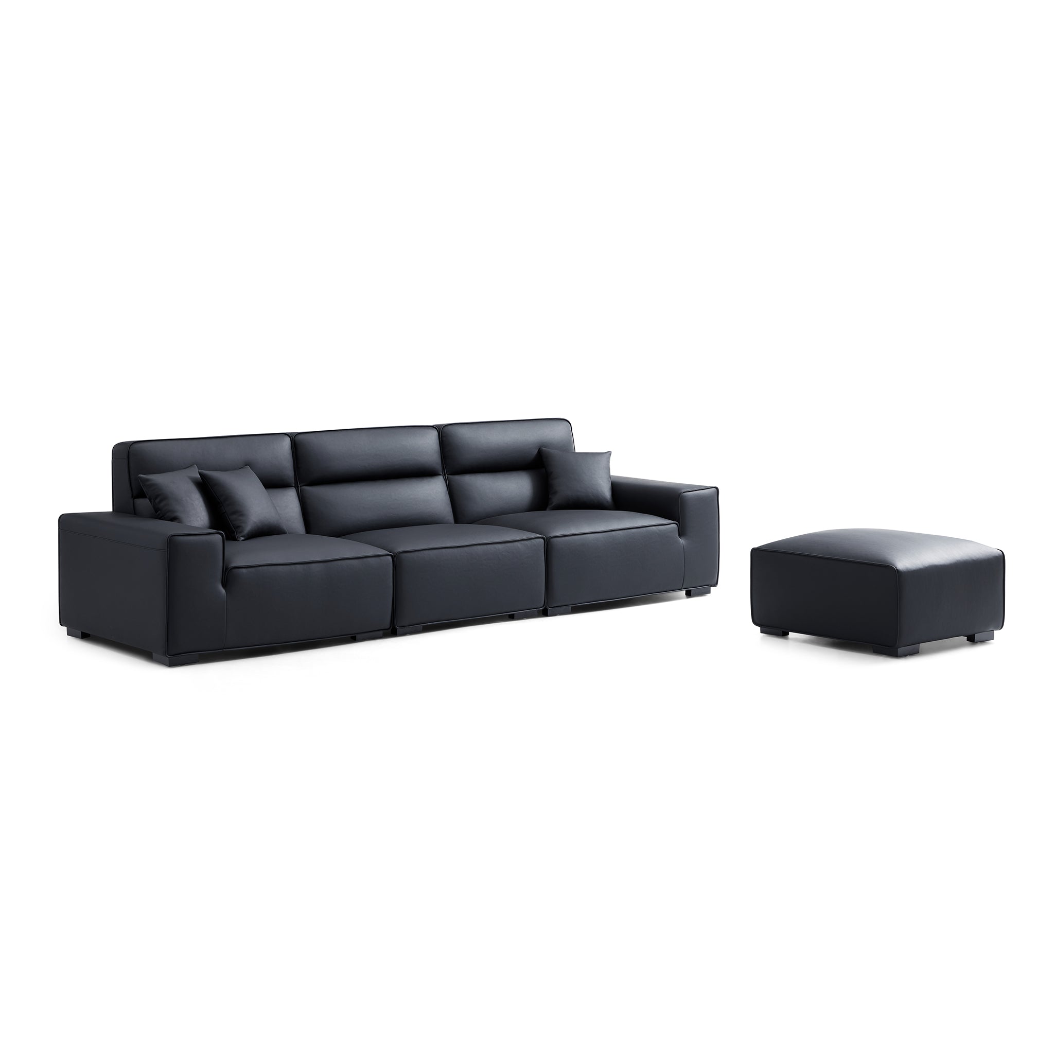 Domus High-Back Modular Leather Sofa and Ottoman