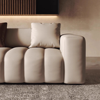 Piano L-Shaped Leather Sectional Sofa with Coffee Table