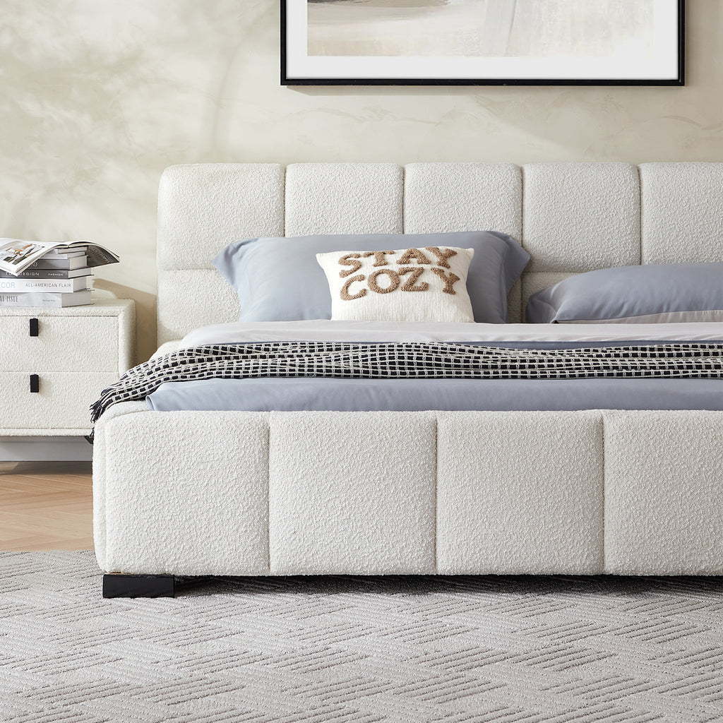 Cushy Boucle Fabric Bed