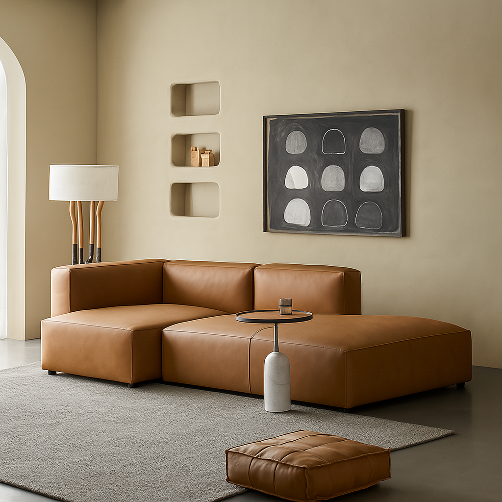 Geometry Low Profile Italian Leather Sectional