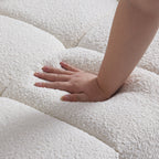 Cushy White Boucle Fabric Tufted Sofa