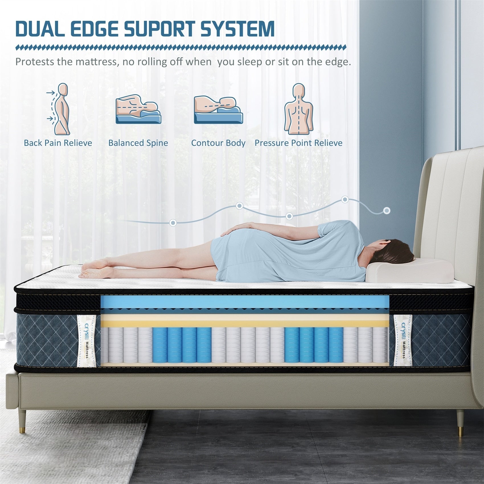8 matelas hybrides en mousse à mémoire de forme refroidissante moyenne dans une boîte