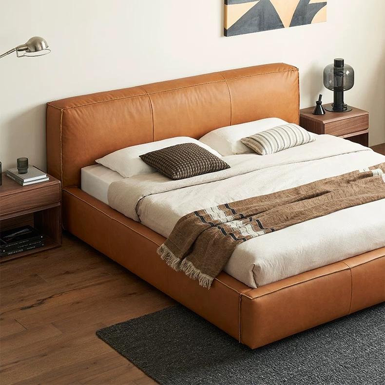 Cinnamon Leather Bed