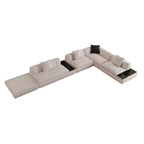 Silver Moon Boucle L-Shaped Sectional Sofa