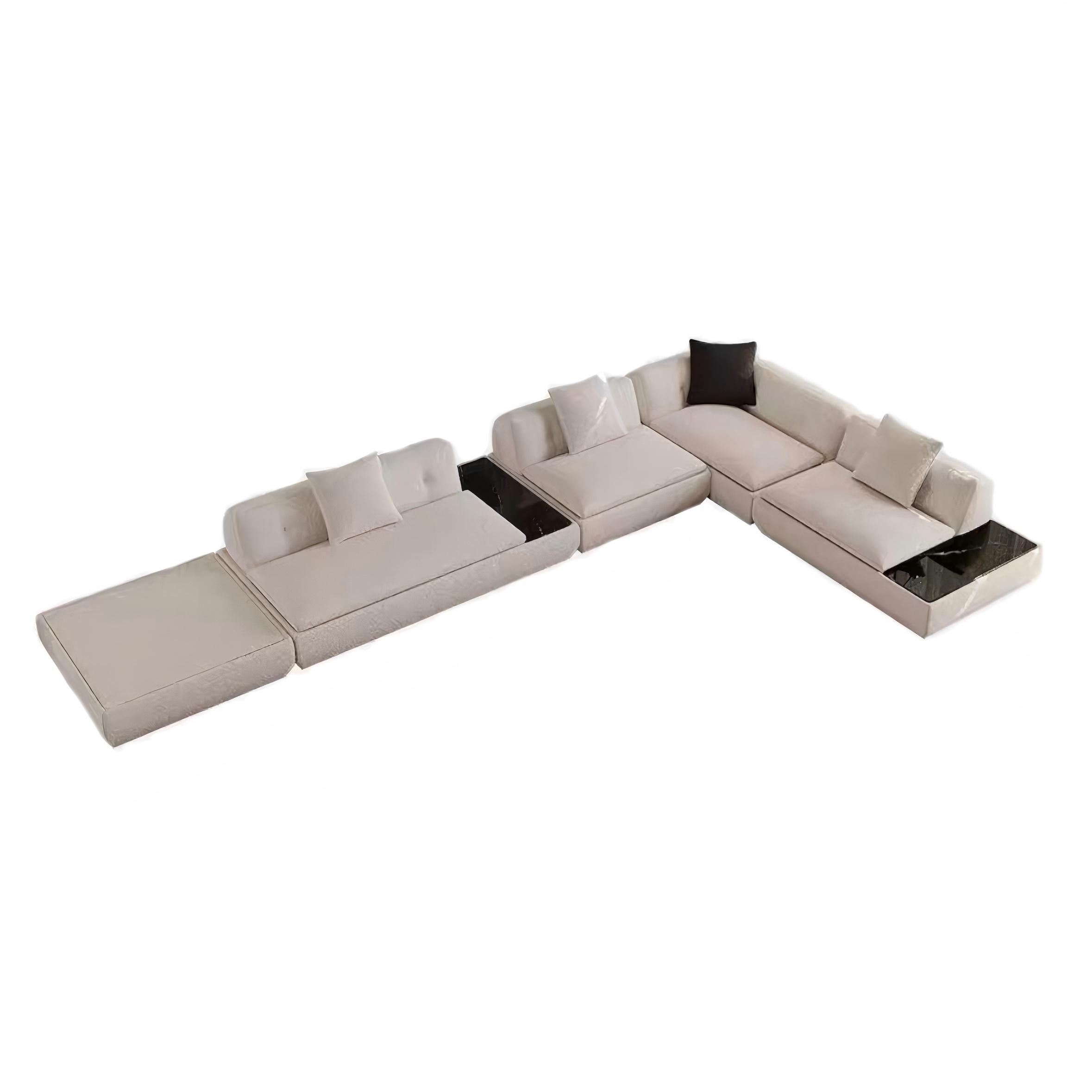 Silver Moon Boucle L-Shaped Sectional Sofa
