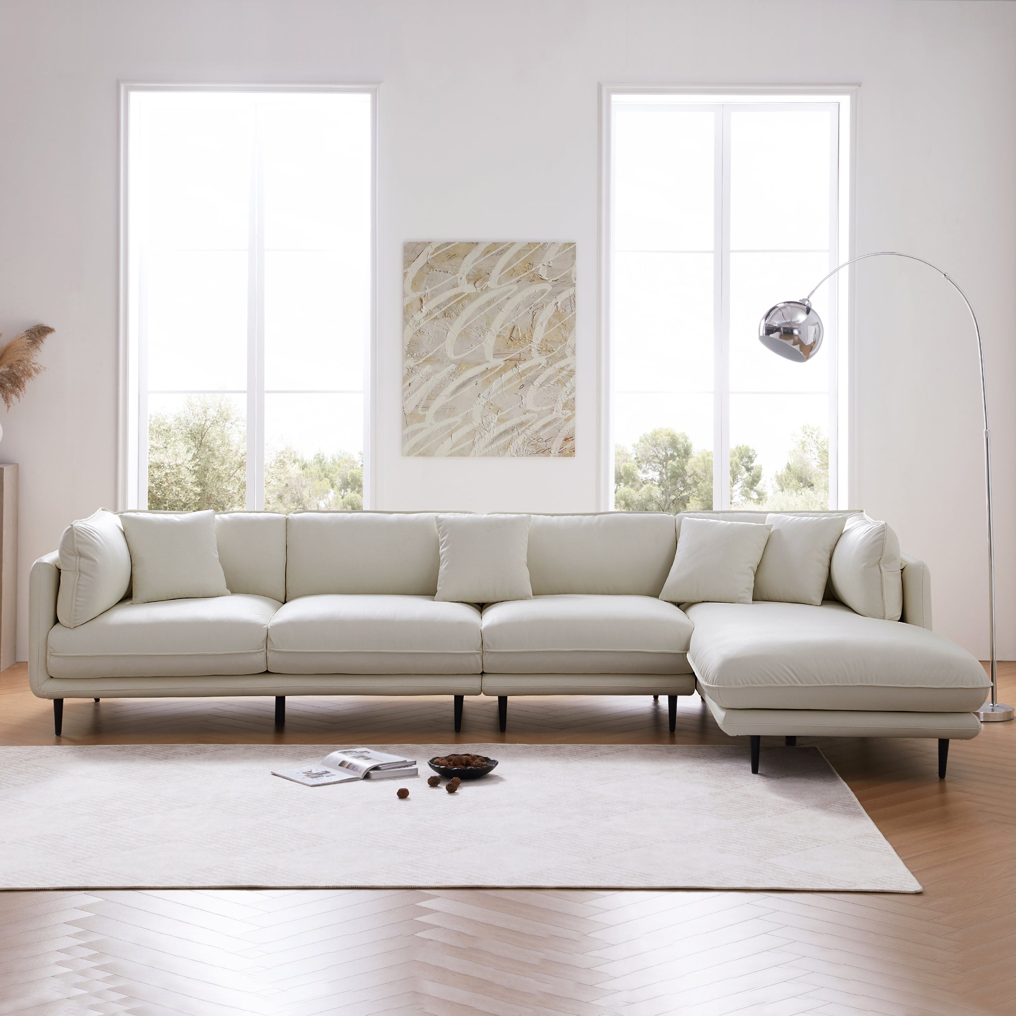 Vanilla Black Leather Sectional