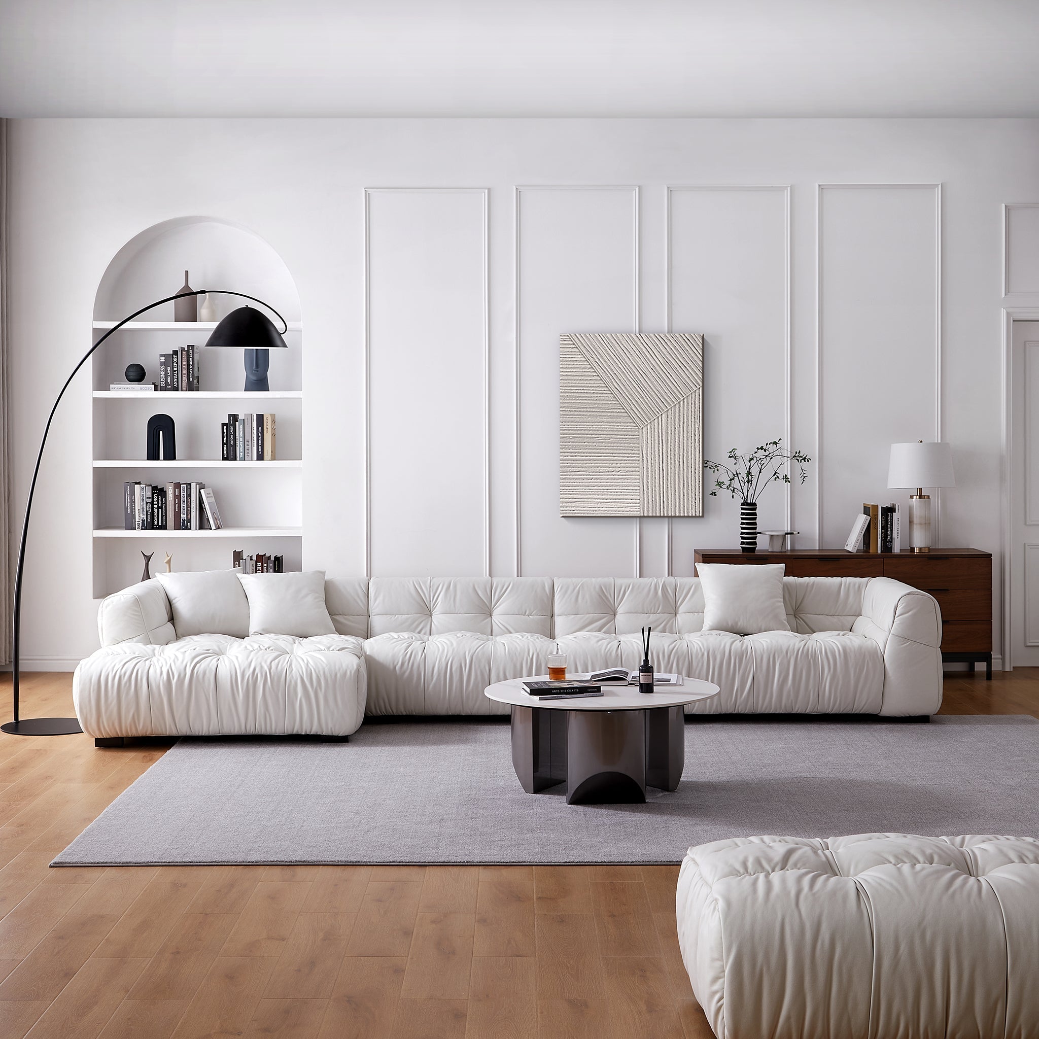 Boba Black Leathaire Sectional