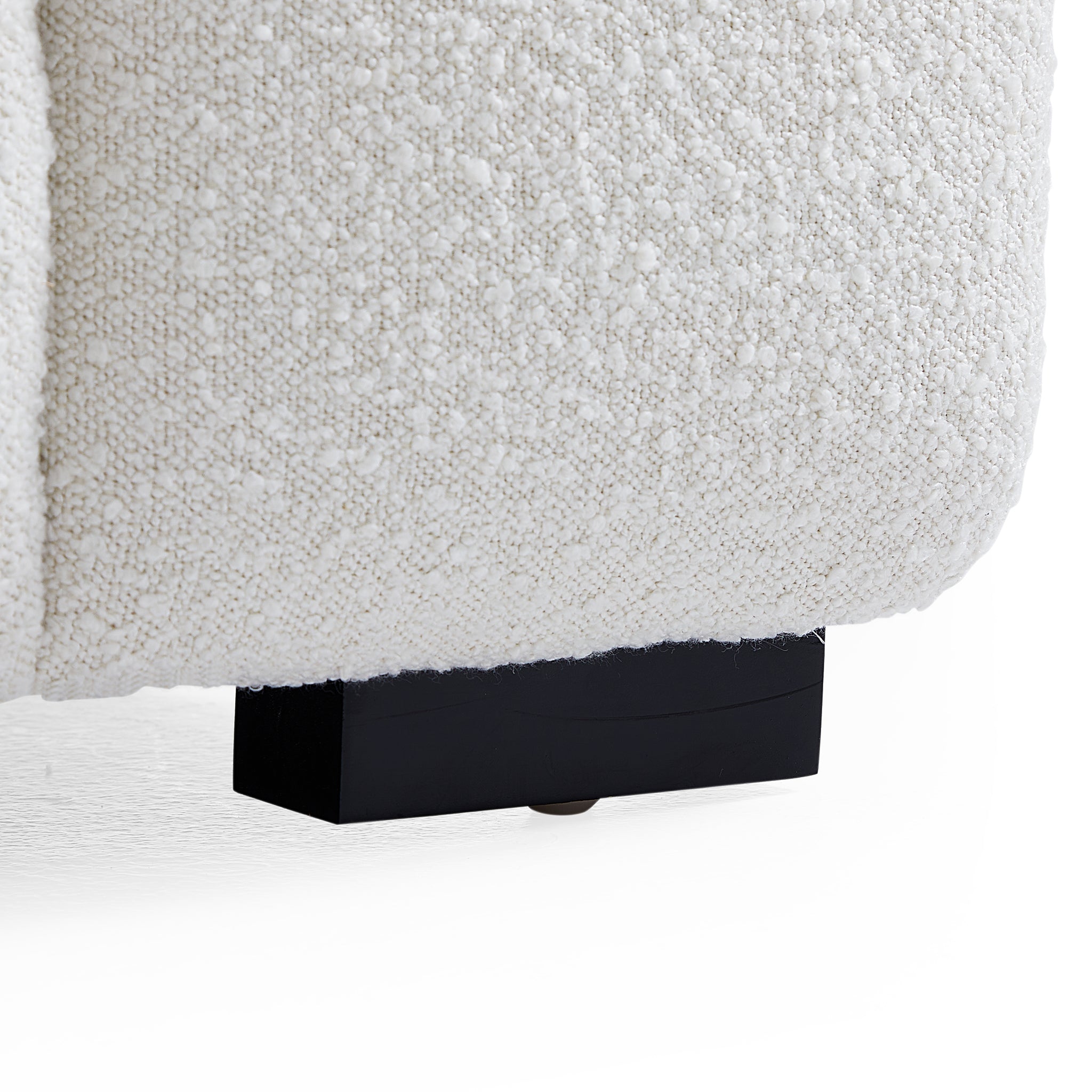 Cushy White Boucle Fabric Tufted Sofa