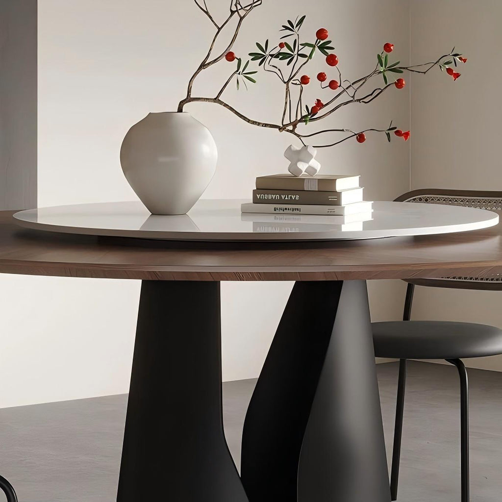 Lunaro Wood & Steel Round Dining Table