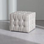 Monarch Leather Tufted Cube Pouf