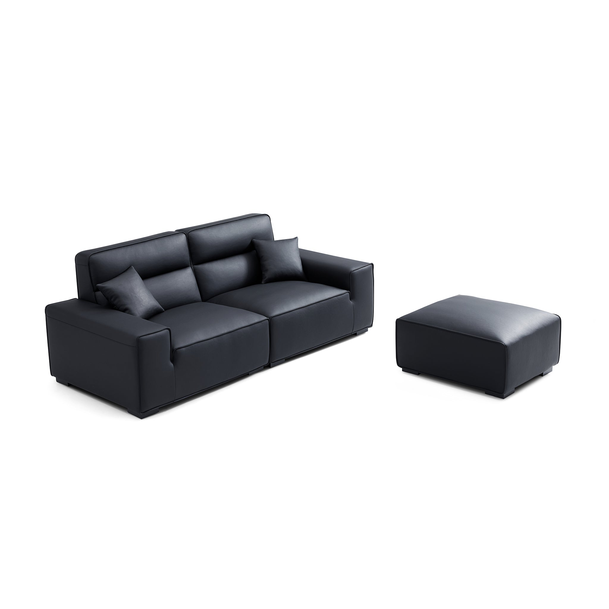 Domus High-Back Modular Leather Sofa and Ottoman