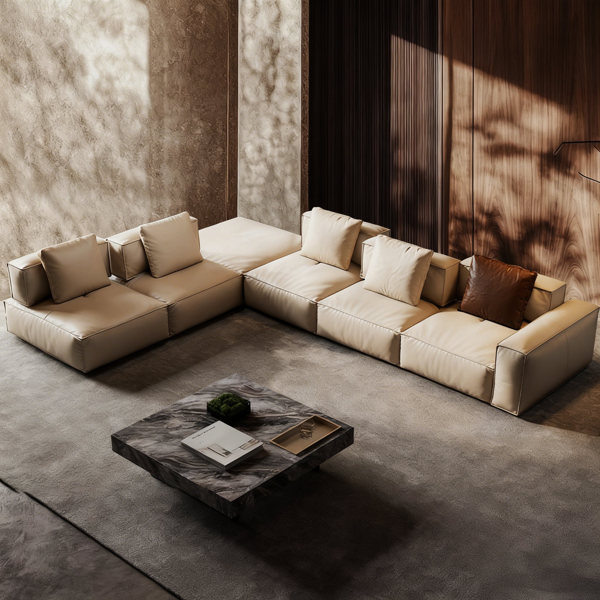 Sugar Cube Leather Sectional