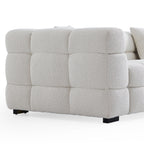 Cushy White Boucle Fabric Tufted Sofa