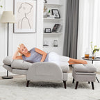 Fauteuil d'appoint HOMYKA avec dossier réglable et pouf de rangement