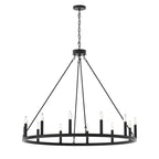 Lustre Acroma Farmhouse à 12 lumières, 40 po, en forme de roue de chariot, certifié UL - 40 po P x 138 po H