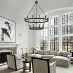 Lustre rond en forme de roue de chariot de style ferme moderne Acroma à 20 lumières de 40 po avec UL