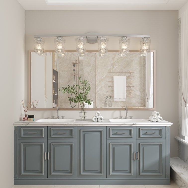 Applique de salle de bain moderne à 6 LED à intensité variable de style milieu du siècle avec verre artistique - 51 pouces