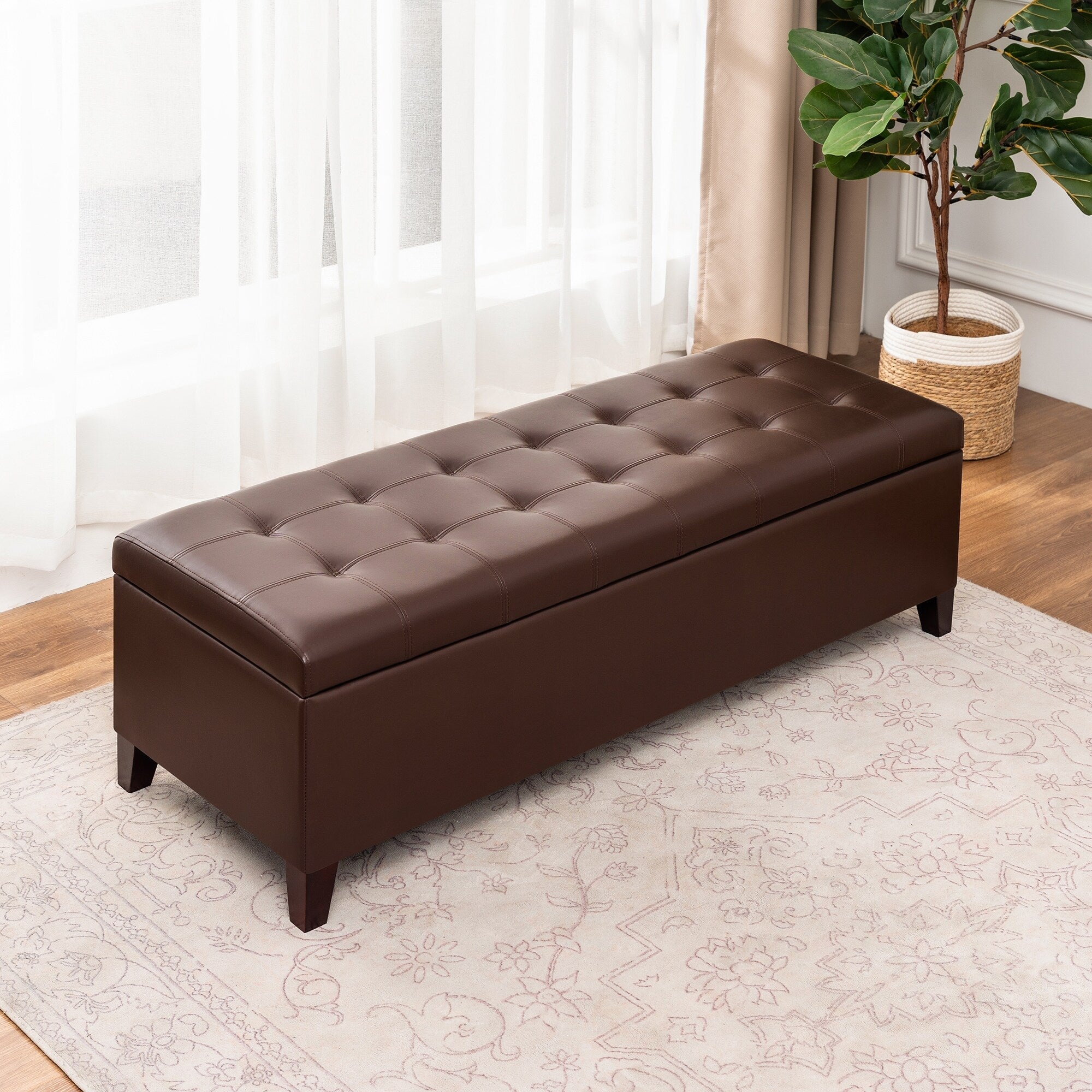 Banc ottoman de rangement en cuir reconstitué Adeco 50